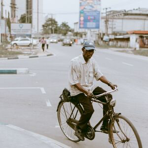 Man in bicycle